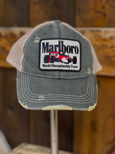 Pit Crew Racing Hat- Distressed Black Snapback